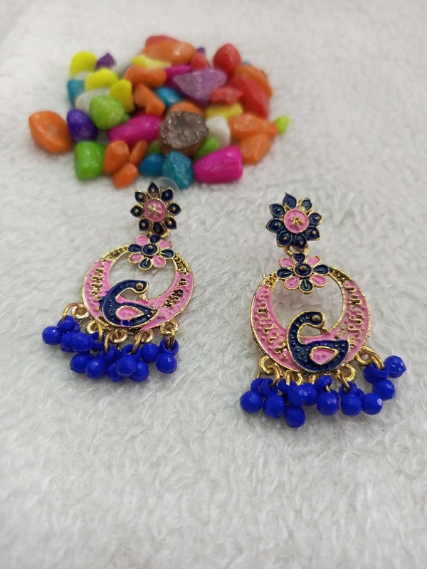 Peacock Earring Smer1 - pink Blue
