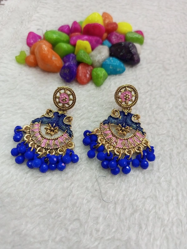 Peacock Matt Small Earring Smer4 - Blue