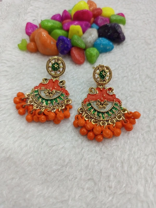Peacock Matt Small Earring Smer4 - orange
