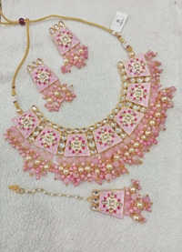 Meenakari Choker Set With Tikka  - Pista