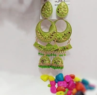 Light Weight Jhumka Earrings  - pista Green