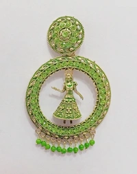 Dancing Girl Ethnic Earrings  - Green