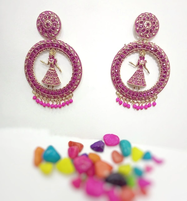 Dancing Girl Ethnic Earrings  - Green