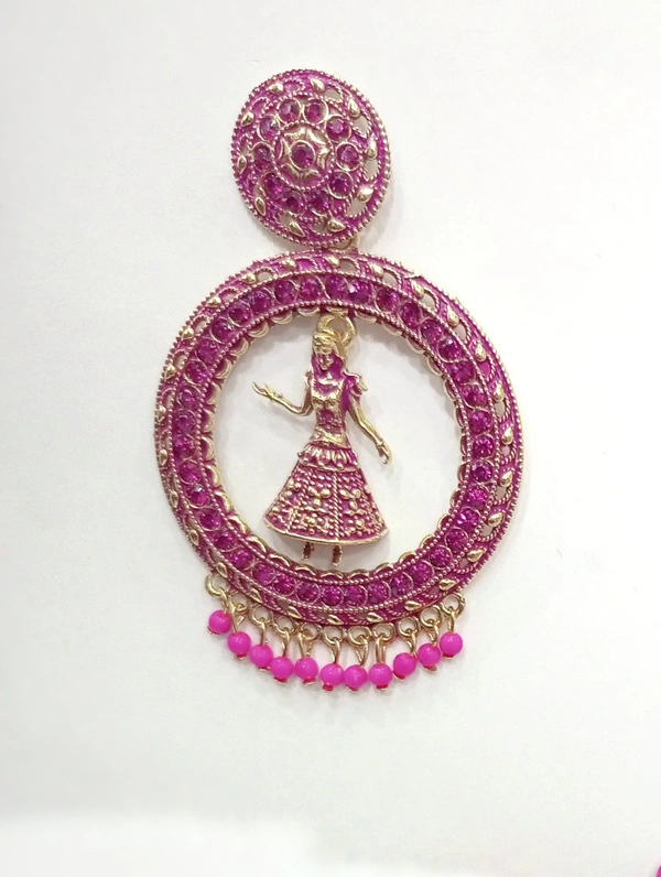 Dancing Girl Ethnic Earrings  - Green