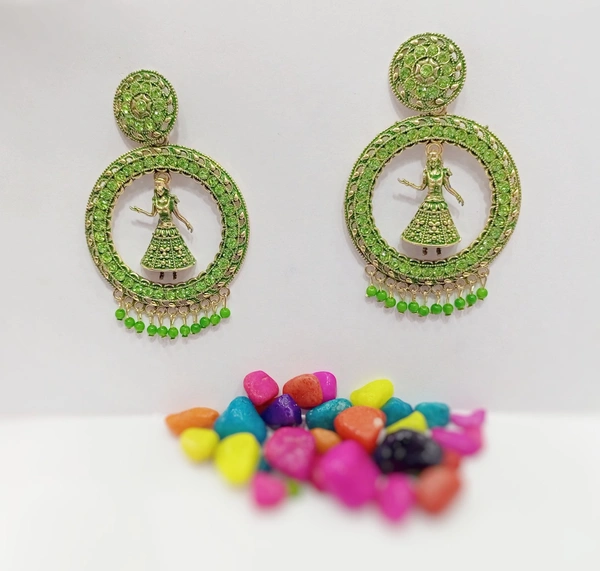 Dancing Girl Ethnic Earrings  - Pink