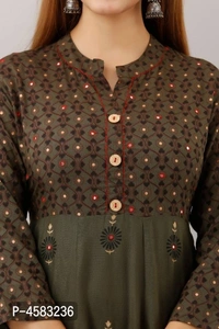 Beautiful Rayon Stitched Ethnic Gown  - Green, 2XL