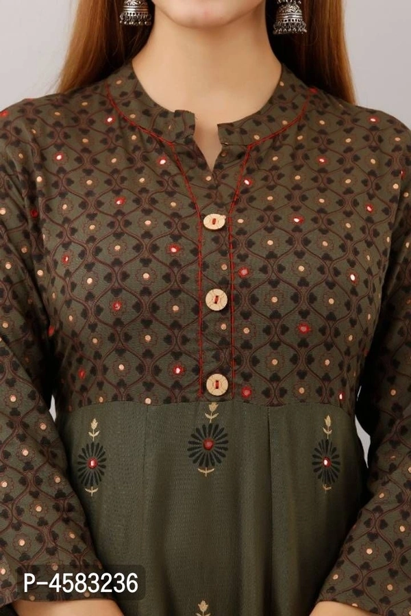 Beautiful Rayon Stitched Ethnic Gown  - Green, 2XL