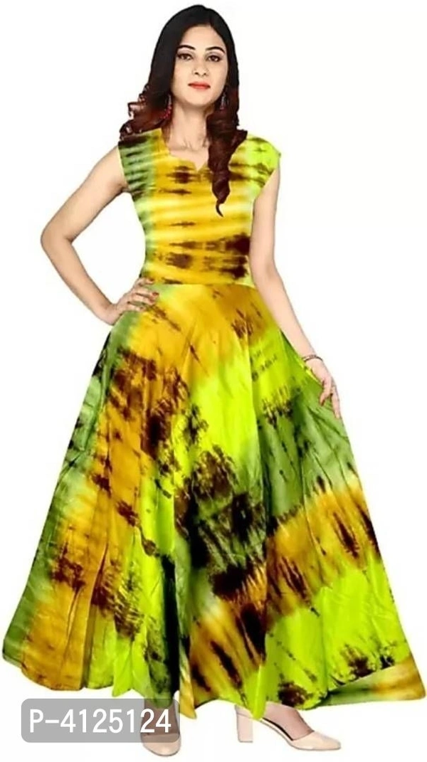 Women's Printed Rayon Ethnic Gown - L, multicolour