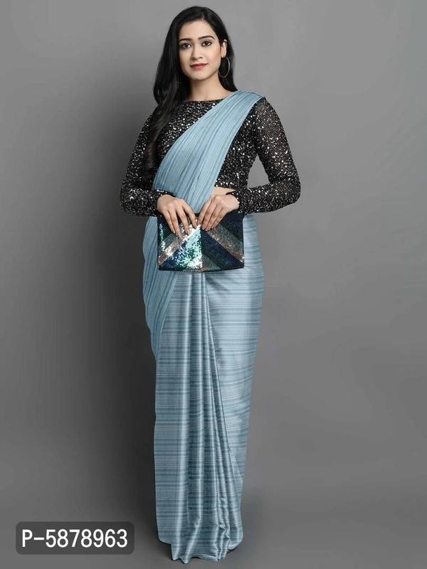 New Looking Saree With Heavy Sequence Blouse - Gery, Saree Length: 5.5 (in metres) || Blouse Length: 0.8 (in metres)