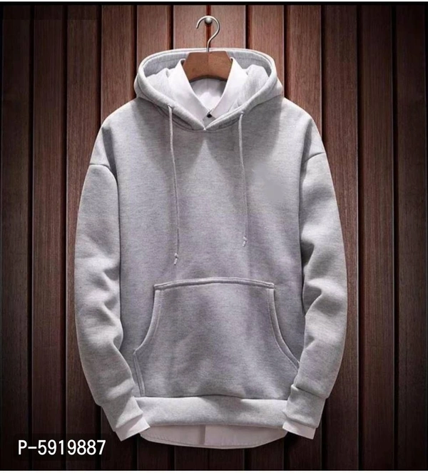 Stylish Men Dailywear Winter Hoodies - Grey, XL
