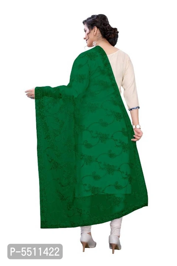 Latest Attractive Net Embroidered Dupatta - Length: 2.25 (in metres), Green