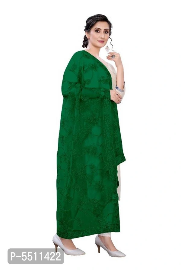 Latest Attractive Net Embroidered Dupatta - Length: 2.25 (in metres), Green