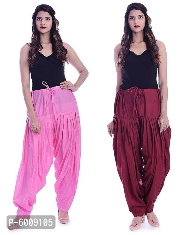 Women's Cotton Plain Semi Patiala Salwar Combo of -2 - 32, Multicoloured