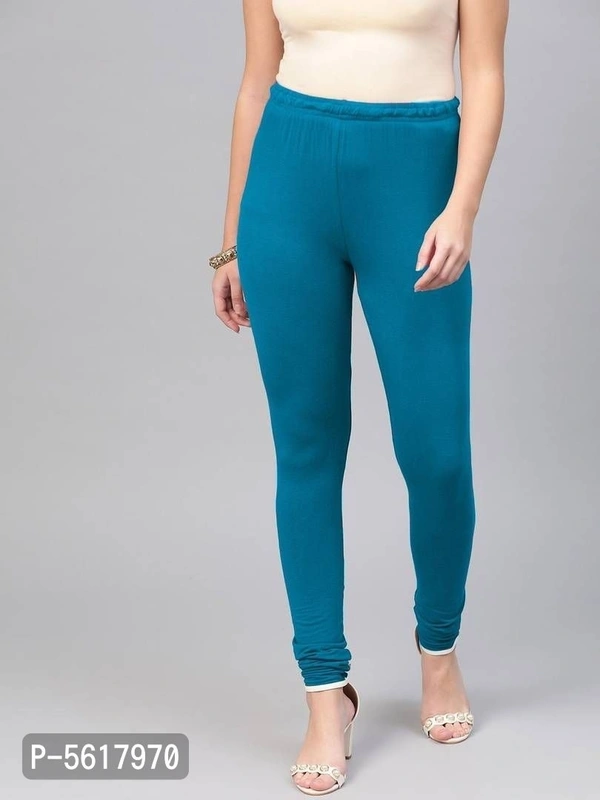 Stylish Cotton Blue Solid Leggings For Women - Blue, Free Size
