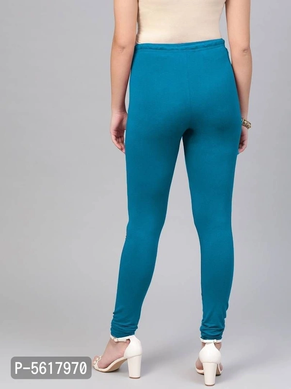 Stylish Cotton Blue Solid Leggings For Women - Blue, Free Size