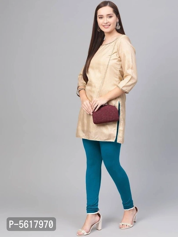 Stylish Cotton Blue Solid Leggings For Women - Blue, Free Size