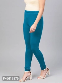 Stylish Cotton Blue Solid Leggings For Women - Blue, Free Size