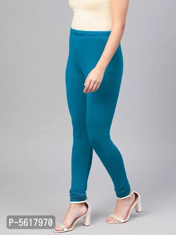 Stylish Cotton Blue Solid Leggings For Women - Blue, Free Size