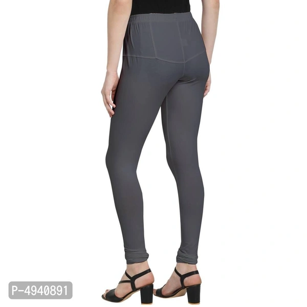  Women's Grey Cotton Lycra Solid Leggings - Grey, L