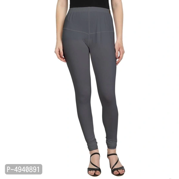  Women's Grey Cotton Lycra Solid Leggings - Grey, L