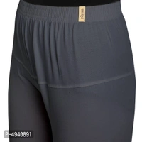  Women's Grey Cotton Lycra Solid Leggings - Grey, L
