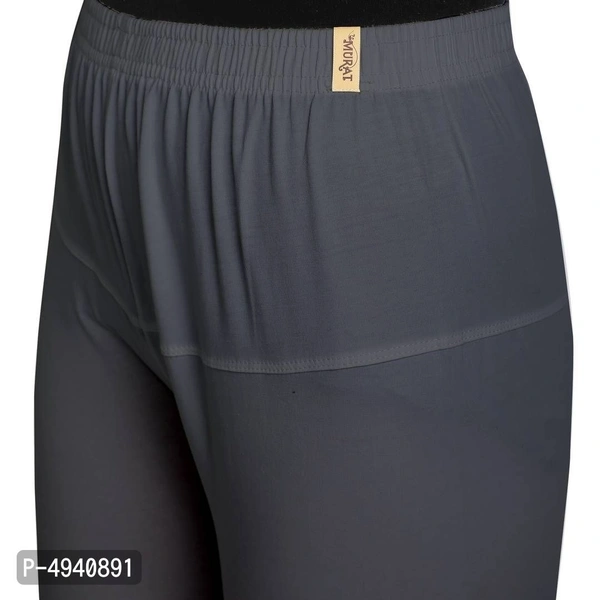  Women's Grey Cotton Lycra Solid Leggings - Grey, L