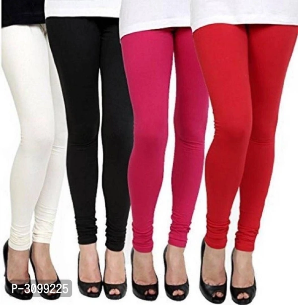 Trendy Solid Churidaar Leggings Pack Of 4 - Multicolour, M
