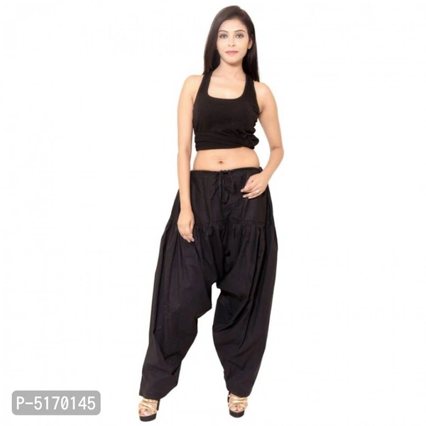 Cotton Ethnic Punjabi Amritsari Semi Patiala Salwar for Girls (Free Size) - Free Size, Black