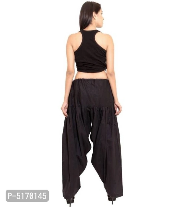 Cotton Ethnic Punjabi Amritsari Semi Patiala Salwar for Girls (Free Size) - Free Size, Black
