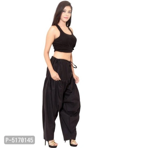 Cotton Ethnic Punjabi Amritsari Semi Patiala Salwar for Girls (Free Size) - Free Size, Black