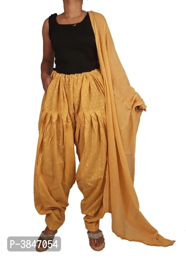 Golden Zari Booti Full Salwar  With Dupatta - free size fit upto XXXL dupatta length 2 meters., Golden