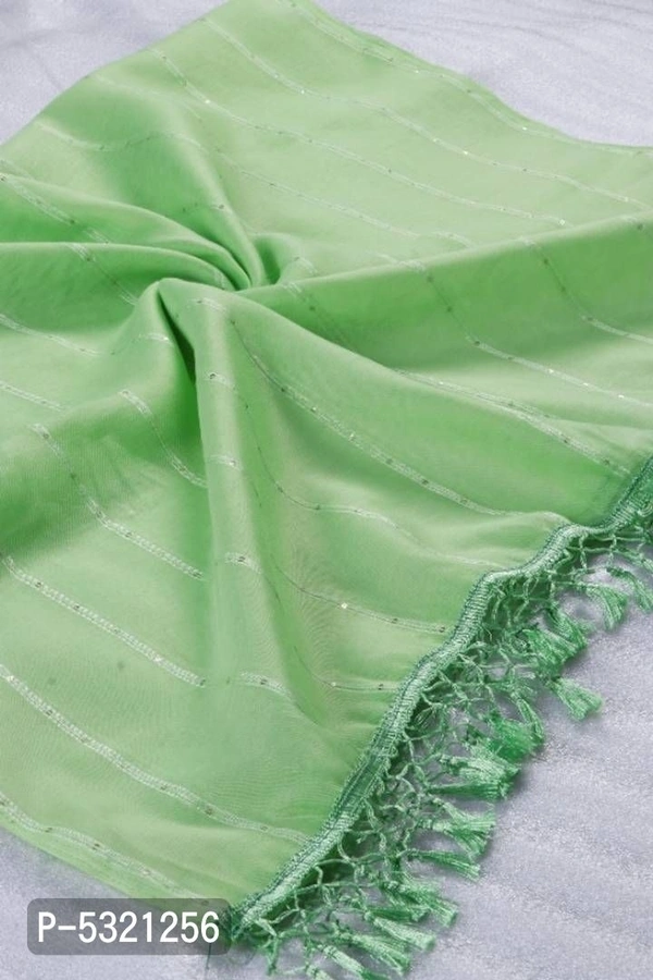 Soft Cotton Blend woven Dupatta with sequence work - Green