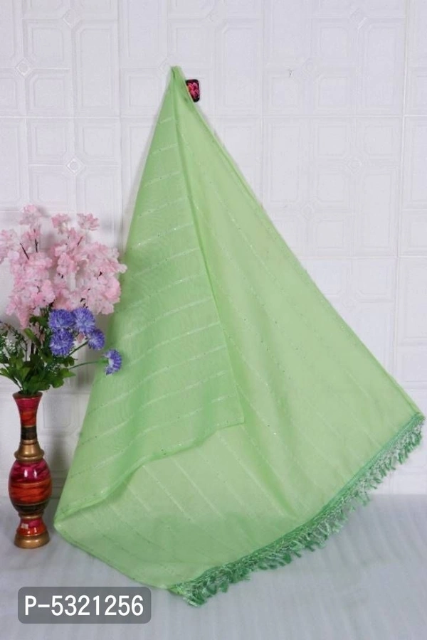 Soft Cotton Blend woven Dupatta with sequence work - Green