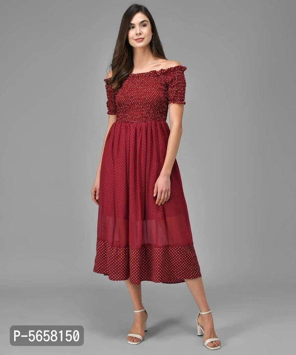 Elegant Maroon Polyester Self Design Maxi Dress For Women - Maroon, L (40 inches)