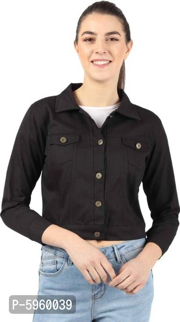 Women's Cotton Jacket - Black, Free Size