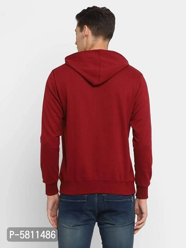 Men's Cotton Solid Hoodie - Maroon, XL