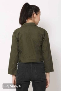 Cotton Mix (Twill) Solid Full Sleeve Jacket - Green, L