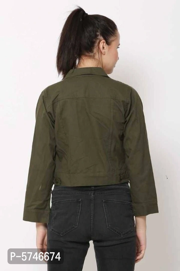 Cotton Mix (Twill) Solid Full Sleeve Jacket - Green, L