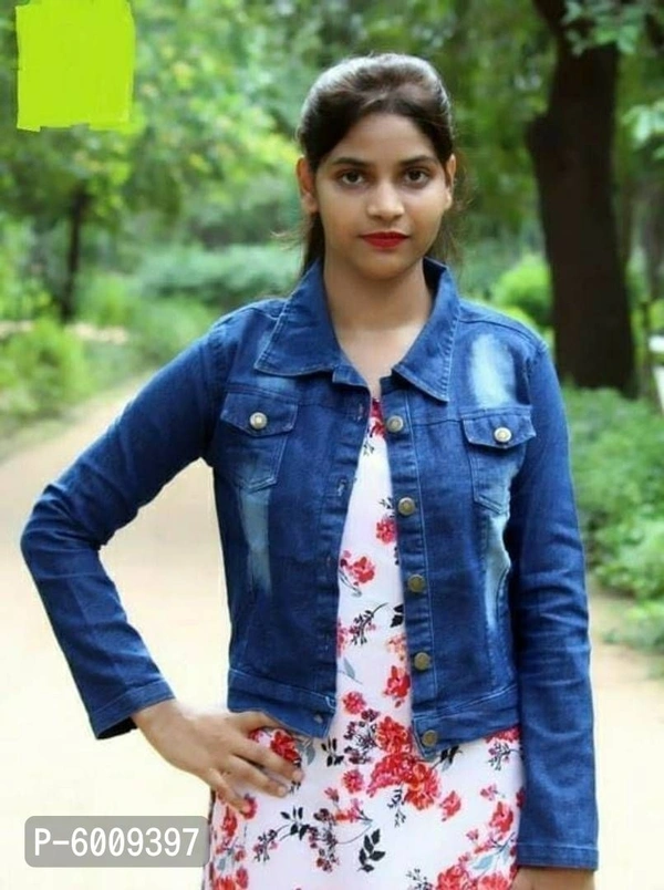 Women Denim Solid Jacket - Blue, XL-40