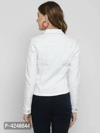 Trendy White Denim Jacket For Women - White, M