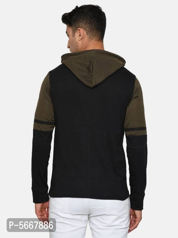 Stylish Cotton Printed Full Sleeves Hooded Sweatshirt For Men - Multicoloured, L