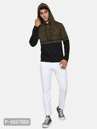 Stylish Cotton Printed Full Sleeves Hooded Sweatshirt For Men - Multicoloured, L