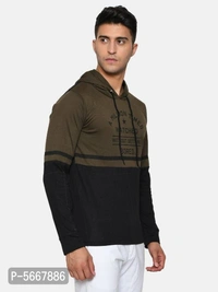 Stylish Cotton Printed Full Sleeves Hooded Sweatshirt For Men - Multicoloured, L