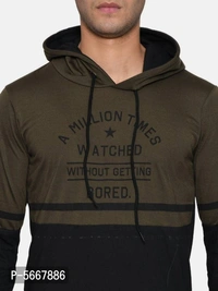 Stylish Cotton Printed Full Sleeves Hooded Sweatshirt For Men - Multicoloured, L