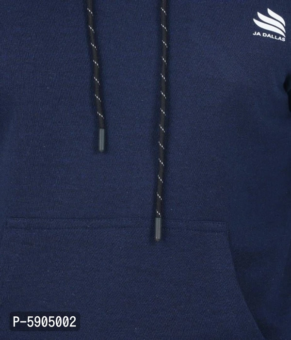 Full Sleeve Solid Men Sweatshirt - Navy Blue, M