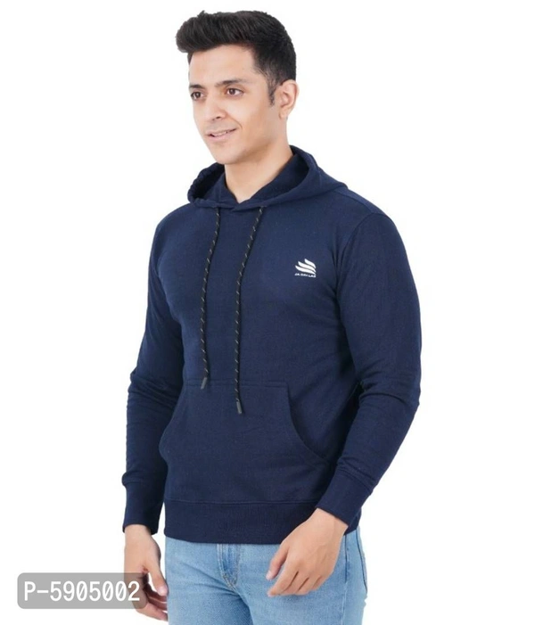 Full Sleeve Solid Men Sweatshirt - XL, Navy Blue