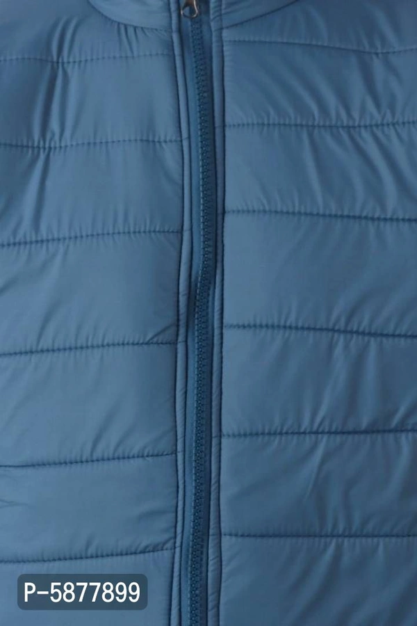 Men Solid Reversible Puffer Jacket - M, Blue
