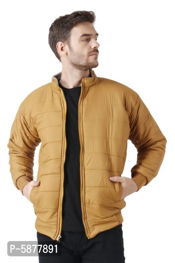 Men Solid Reversible Puffer Jacket  - Golden, S