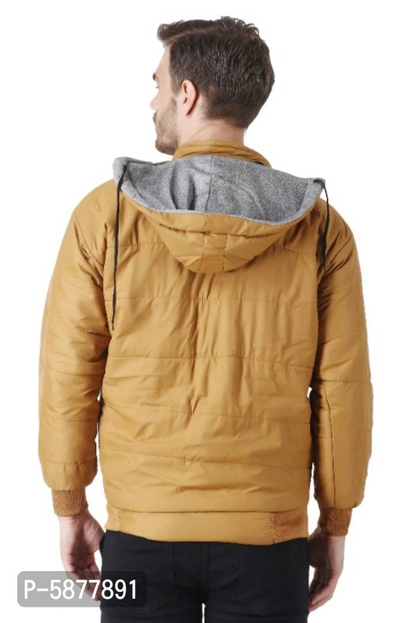 Men Solid Reversible Puffer Jacket  - Golden, S