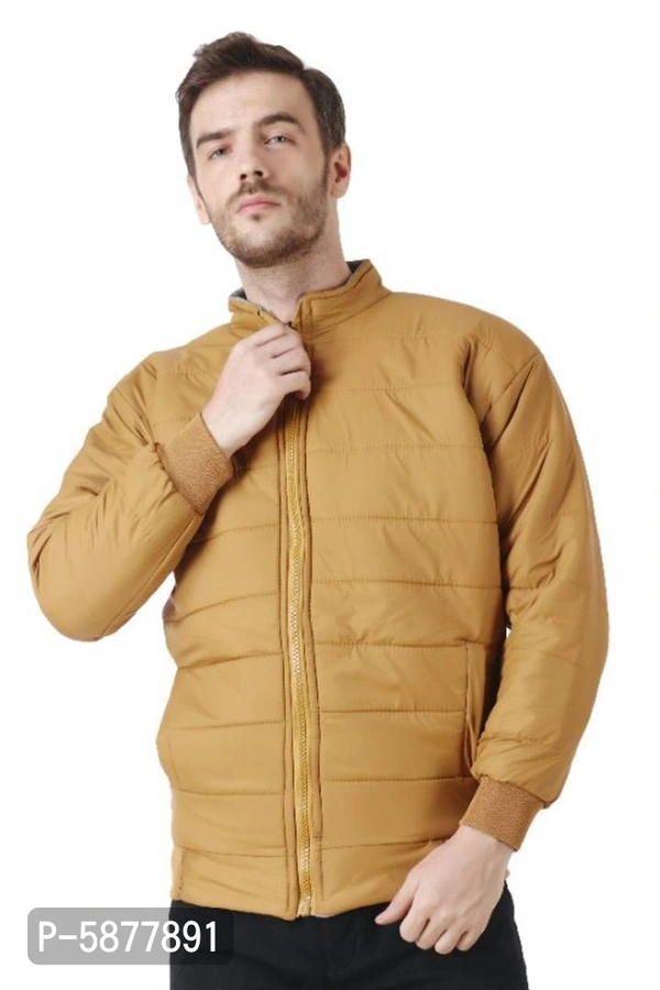 Men Solid Reversible Puffer Jacket  - M, Golden